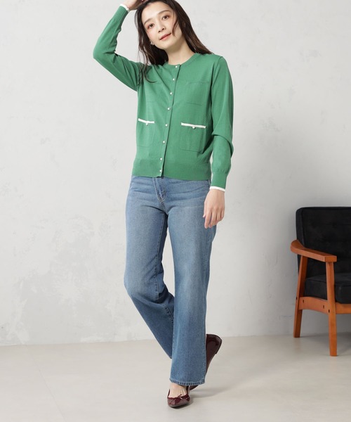 FOUND GOOD（ファウンドグッド）の「パールボタンニットカーディガン（カーディガン/ボレロ・レディース・ブラック/グリーン系5/ホワイト系5/ベージュ・S/M/L）」の17枚目の写真