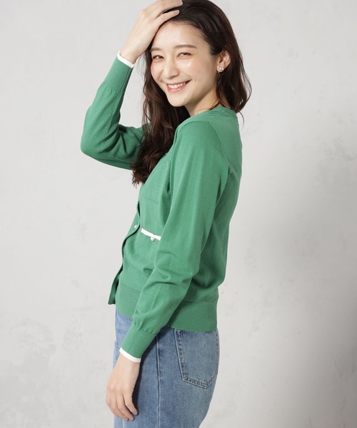 FOUND GOOD（ファウンドグッド）の「パールボタンニットカーディガン（カーディガン/ボレロ・レディース・ブラック/グリーン系5/ホワイト系5/ベージュ・S/M/L）」の18枚目の写真