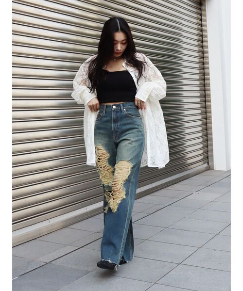 EVRIS（エヴリス）の「レースオーバーサイズシャツ（シャツ/ブラウス・レディース・ブラック/グリーン/ホワイト・FREE）」の15枚目の写真