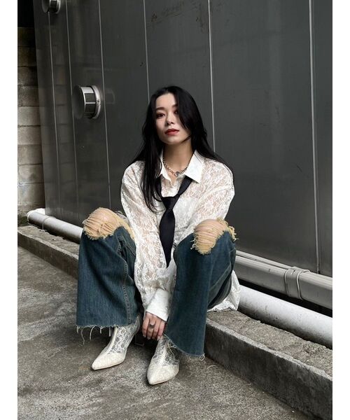 EVRIS（エヴリス）の「レースオーバーサイズシャツ（シャツ/ブラウス・レディース・ブラック/グリーン/ホワイト・FREE）」の16枚目の写真