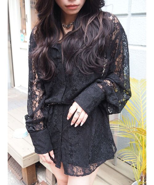 EVRIS（エヴリス）の「レースオーバーサイズシャツ（シャツ/ブラウス・レディース・ブラック/グリーン/ホワイト・FREE）」の17枚目の写真