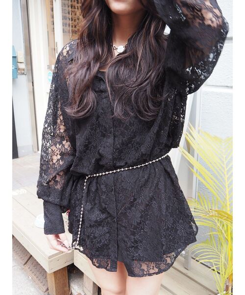 EVRIS（エヴリス）の「レースオーバーサイズシャツ（シャツ/ブラウス・レディース・ブラック/グリーン/ホワイト・FREE）」の18枚目の写真