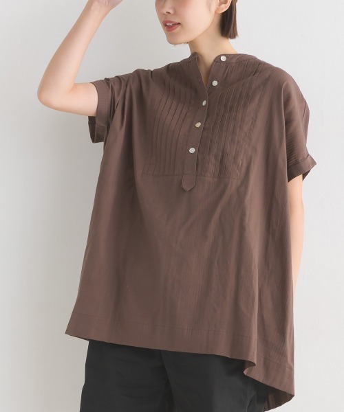 OMNES（オムネス）の「コットンドビータックフレンチスリーブブラウス（シャツ/ブラウス・レディース・ホワイト/ベージュ/ブラウン/チャコール・FREE）」の22枚目の写真