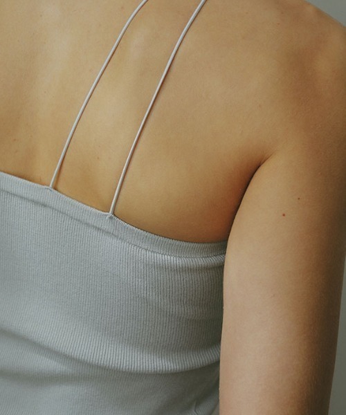 ETRE TOKYO（エトレトウキョウ）の「DEPENDRE Wストラップニットキャミ（キャミソール・レディース・ブラック/ホワイト/ライトグレー・FREE）」の5枚目の写真