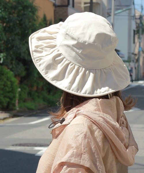 Crisp（クリスプ）の「UVコードフリルハット（ハット・レディース・ブラック/アイボリー・FREE）」の2枚目の写真