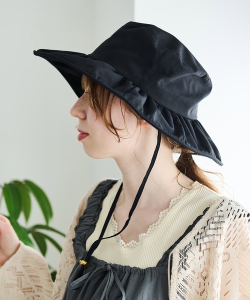 Crisp（クリスプ）の「UVコードフリルハット（ハット・レディース・ブラック/アイボリー・FREE）」の9枚目の写真