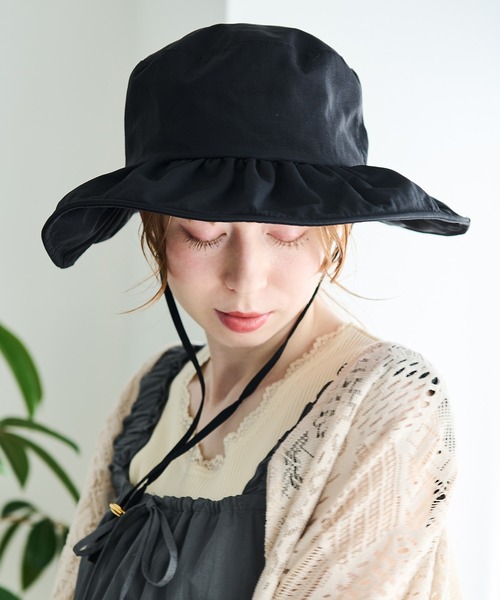 Crisp（クリスプ）の「UVコードフリルハット（ハット・レディース・ブラック/アイボリー・FREE）」の8枚目の写真