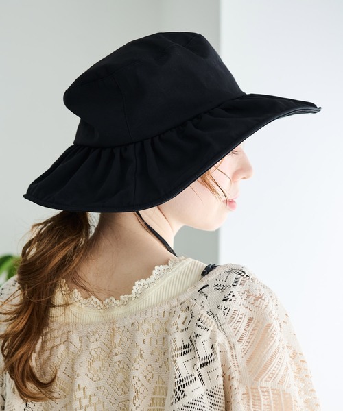 Crisp（クリスプ）の「UVコードフリルハット（ハット・レディース・ブラック/アイボリー・FREE）」の6枚目の写真