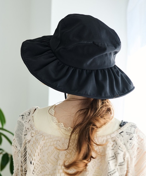 Crisp（クリスプ）の「UVコードフリルハット（ハット・レディース・ブラック/アイボリー・FREE）」の5枚目の写真