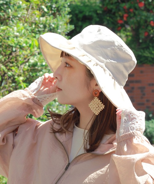 Crisp（クリスプ）の「UVコードフリルハット（ハット・レディース・ブラック/アイボリー・FREE）」の19枚目の写真