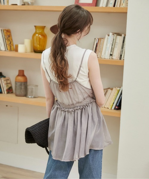 ANGIE（アンジー）の「ラメ シアー キャミソール ビスチェ（キャミソール・レディース・ライトグレー/ダークグレー・FREE）」の14枚目の写真