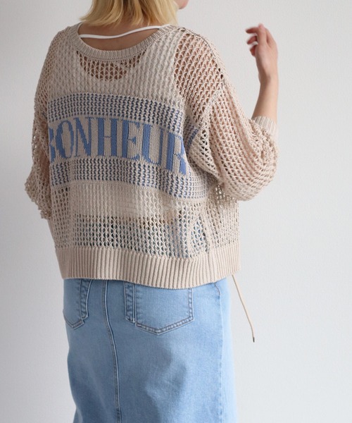 cepo（セポ）の「バックロゴメッシュカーディガン＜２WAY＞（カーディガン/ボレロ・レディース・チャコール/ベージュ/オフホワイト・M）」の3枚目の写真