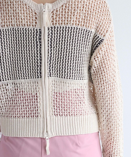 cepo（セポ）の「バックロゴメッシュカーディガン＜２WAY＞（カーディガン/ボレロ・レディース・チャコール/ベージュ/オフホワイト・M）」の13枚目の写真