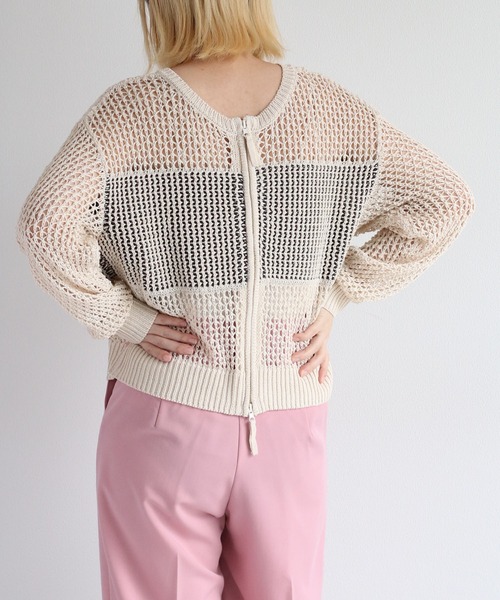 cepo（セポ）の「バックロゴメッシュカーディガン＜２WAY＞（カーディガン/ボレロ・レディース・チャコール/ベージュ/オフホワイト・M）」の7枚目の写真