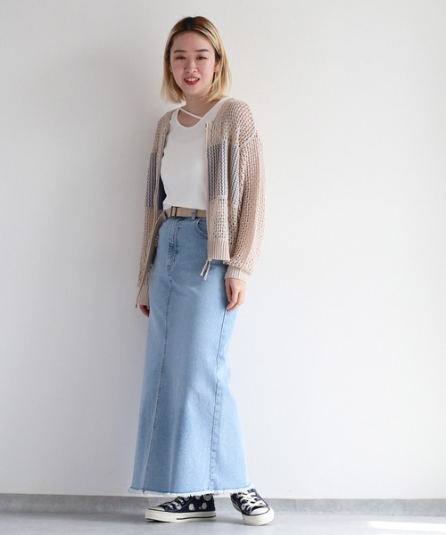 cepo（セポ）の「バックロゴメッシュカーディガン＜２WAY＞（カーディガン/ボレロ・レディース・チャコール/ベージュ/オフホワイト・M）」の20枚目の写真