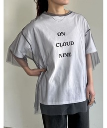 [2点セット]ロゴTシャツ×チュールTシャツアンサンブル