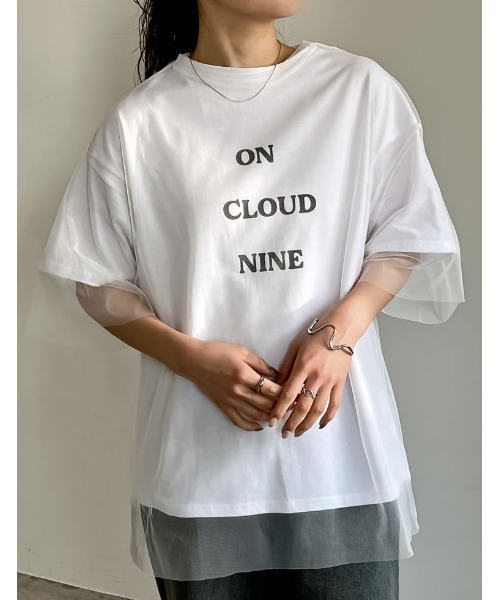 セール】[2点セット]ロゴTシャツ×チュールTシャツアンサンブル（T  