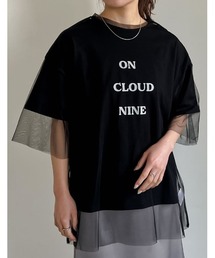 [2点セット]ロゴTシャツ×チュールTシャツアンサンブル