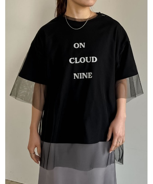 Re:EDIT（リエディ）の「[2点セット]ロゴTシャツ×チュールTシャツアンサンブル（Tシャツ/カットソー・レディース・オフホワイト/ブラック/グレー・FREE）」の8枚目の写真