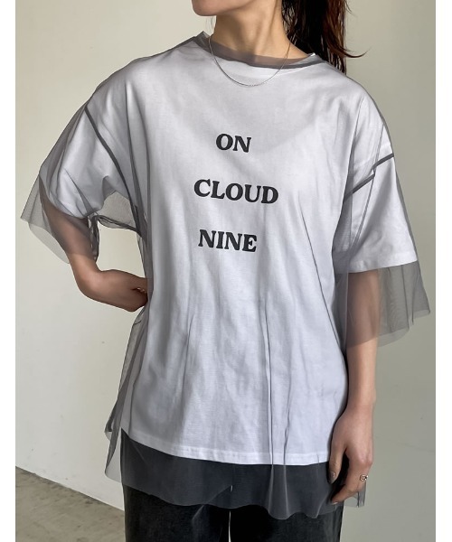 Re:EDIT（リエディ）の「[2点セット]ロゴTシャツ×チュールTシャツアンサンブル（Tシャツ/カットソー・レディース・オフホワイト/ブラック/グレー・FREE）」の16枚目の写真