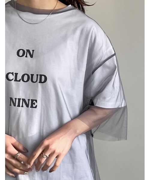 Re:EDIT（リエディ）の「[2点セット]ロゴTシャツ×チュールTシャツアンサンブル（Tシャツ/カットソー・レディース・オフホワイト/ブラック/グレー・FREE）」の17枚目の写真