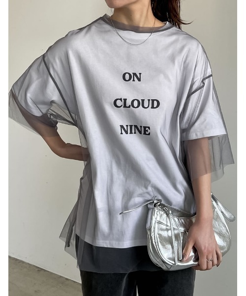 Re:EDIT（リエディ）の「[2点セット]ロゴTシャツ×チュールTシャツアンサンブル（Tシャツ/カットソー・レディース・オフホワイト/ブラック/グレー・FREE）」の18枚目の写真