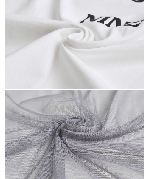Re:EDIT（リエディ）の「[2点セット]ロゴTシャツ×チュールTシャツアンサンブル（Tシャツ/カットソー・レディース・オフホワイト/ブラック/グレー・FREE）」の21枚目の写真