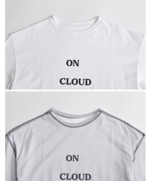 Re:EDIT（リエディ）の「[2点セット]ロゴTシャツ×チュールTシャツアンサンブル（Tシャツ/カットソー・レディース・オフホワイト/ブラック/グレー・FREE）」の22枚目の写真