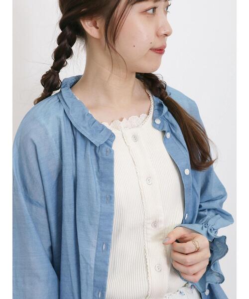 Samansa Mos2（サマンサ モスモス）の「テレコ前あきノースリーブ（Tシャツ/カットソー・レディース・チャコールグレー/ダークブラウン/キナリ/イエロー・F）」の10枚目の写真