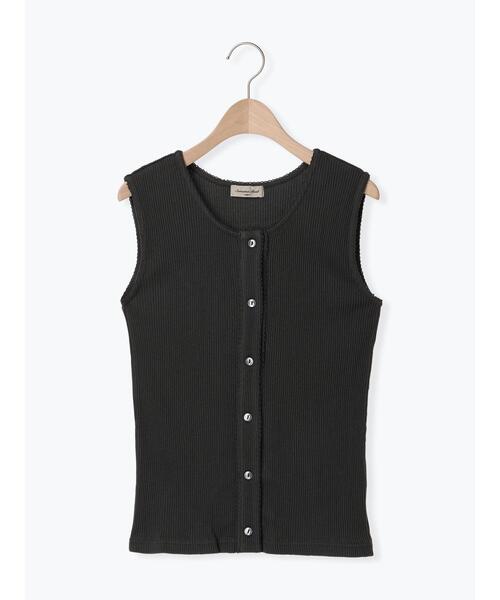 Samansa Mos2（サマンサ モスモス）の「テレコ前あきノースリーブ（Tシャツ/カットソー・レディース・チャコールグレー/ダークブラウン/キナリ/イエロー・F）」の14枚目の写真