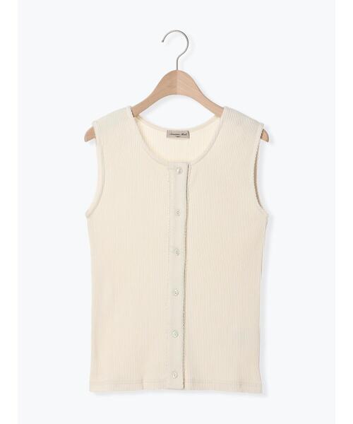 Samansa Mos2（サマンサ モスモス）の「テレコ前あきノースリーブ（Tシャツ/カットソー・レディース・チャコールグレー/ダークブラウン/キナリ/イエロー・F）」の15枚目の写真