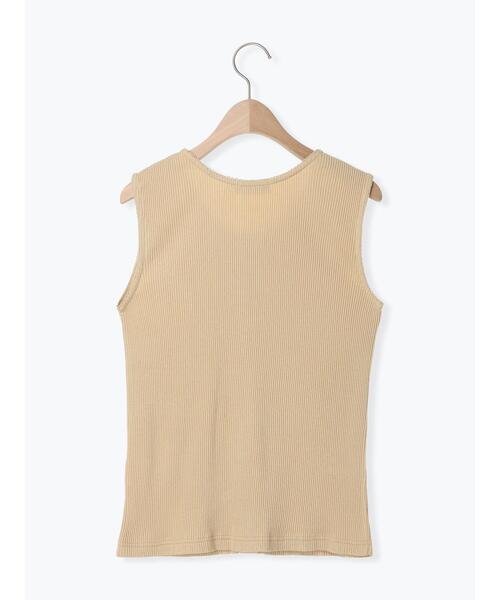 Samansa Mos2（サマンサ モスモス）の「テレコ前あきノースリーブ（Tシャツ/カットソー・レディース・チャコールグレー/ダークブラウン/キナリ/イエロー・F）」の18枚目の写真