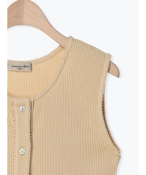 Samansa Mos2（サマンサ モスモス）の「テレコ前あきノースリーブ（Tシャツ/カットソー・レディース・チャコールグレー/ダークブラウン/キナリ/イエロー・F）」の20枚目の写真