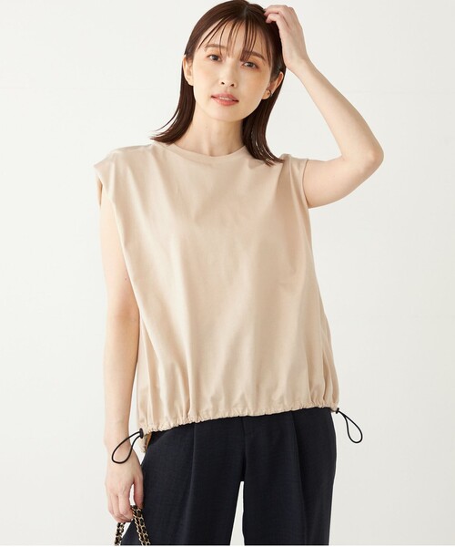 SHIPS Colors(シップス カラーズ)の「SHIPS Colors:〈洗濯機可能〉ドロスト タンクトップ(Tシャツ/カットソー・レディース・オフホワイト/ナチュラル/カーキ/ブラック/オリーブ・ONE SIZE)」の4枚目の写真