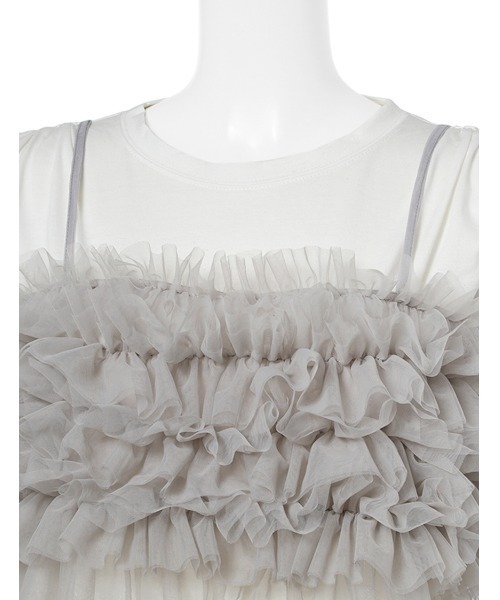 emmi（エミ）の「チュールビスチェ（キャミソール・レディース・ライトグレー/ブラック・FREE）」の13枚目の写真