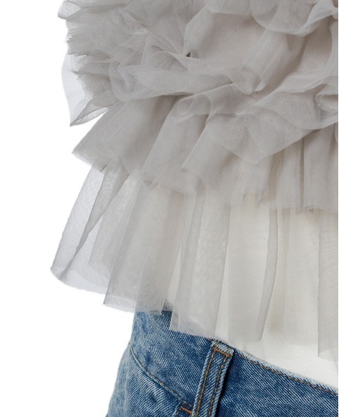 emmi（エミ）の「チュールビスチェ（キャミソール・レディース・ライトグレー/ブラック・FREE）」の10枚目の写真