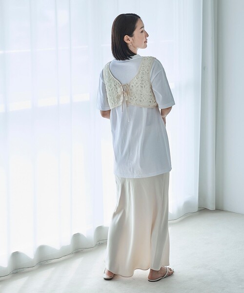 FREAK'S STORE（フリークスストア）の「FREAK’S STORE/フリークスストア The Yarn.  バテンレースベスト（ベスト・レディース・ブラック/オフホワイト・ﾌﾘ-）」の10枚目の写真