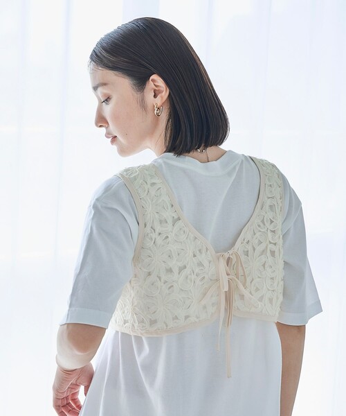 FREAK'S STORE（フリークスストア）の「FREAK’S STORE/フリークスストア The Yarn.  バテンレースベスト（ベスト・レディース・ブラック/オフホワイト・ﾌﾘ-）」の14枚目の写真