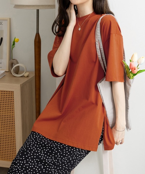 CHAN ME(チャンミ)の「汗ジミ防止ビッグシルエットTシャツ(Tシャツ/カットソー・レディース・チャコールグレー/カーキ/テラコッタ/ブルー・MEDIUM/LARGE/X-LARGE)」の2枚目の写真