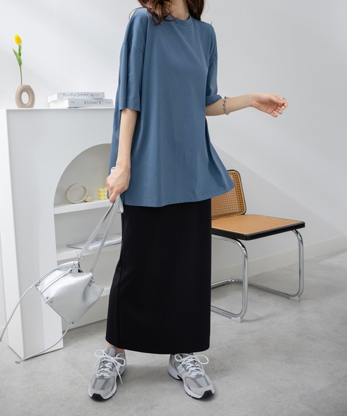 CHAN ME(チャンミ)の「汗ジミ防止ビッグシルエットTシャツ(Tシャツ/カットソー・レディース・チャコールグレー/カーキ/テラコッタ/ブルー・MEDIUM/LARGE/X-LARGE)」の14枚目の写真