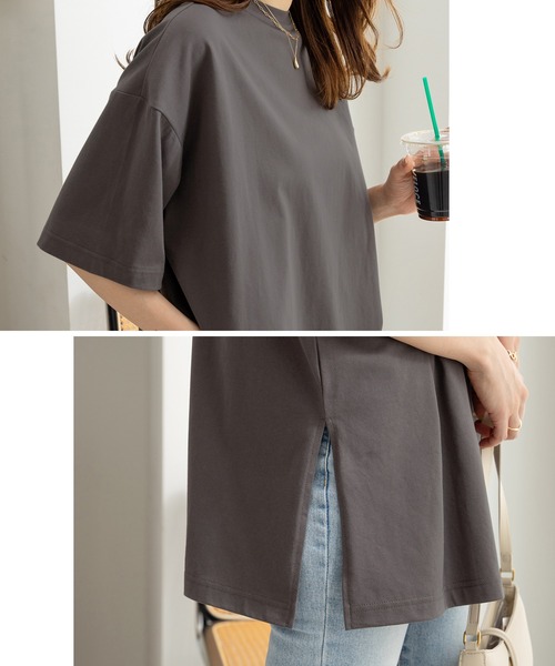 CHAN ME(チャンミ)の「汗ジミ防止ビッグシルエットTシャツ(Tシャツ/カットソー・レディース・チャコールグレー/カーキ/テラコッタ/ブルー・MEDIUM/LARGE/X-LARGE)」の7枚目の写真
