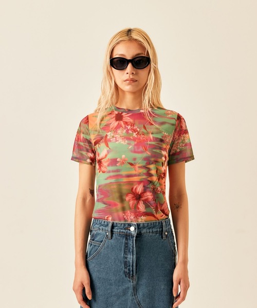ADDYSONS(アディソンズ)の「シアーTシャツ(Tシャツ/カットソー・レディース・グリーン/ブルー・FREE)」の4枚目の写真