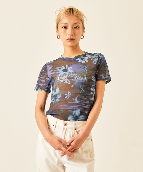 ADDYSONS(アディソンズ)の「シアーTシャツ(Tシャツ/カットソー・レディース・グリーン/ブルー・FREE)」の16枚目の写真