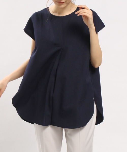 GLOBAL WORK Smile Seed Store（グローバルワーク スマイルシードストア）の「リネンライクブラウスフレンチスリーブ/176932（シャツ/ブラウス・レディース・ネイビー/ブラック/チャコールグレー/グレイッシュベージュ・MEDIUM/SMALL/LARGE）」の4枚目の写真