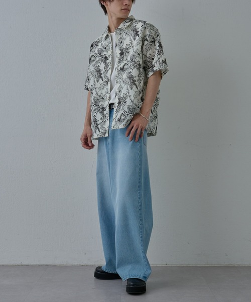 COLONY 2139（コロニートゥーワンスリーナイン）の「アーティフラワーリネンタッチ半袖シャツ（シャツ/ブラウス・メンズ・ブラック/ホワイト・MEDIUM/LARGE）」の14枚目の写真