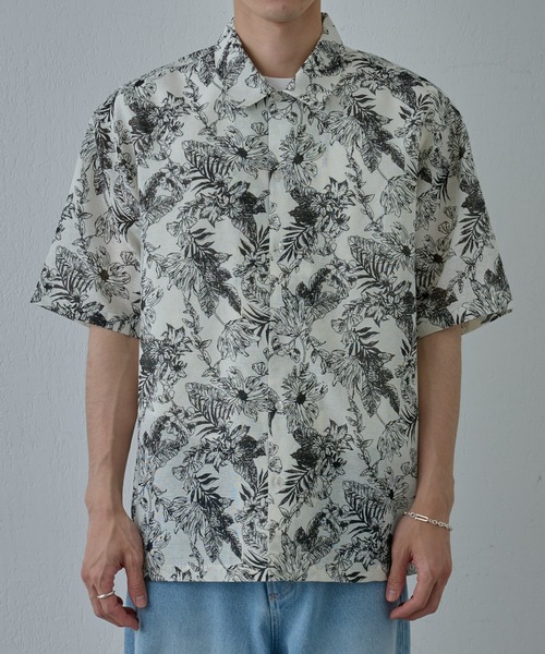 COLONY 2139（コロニートゥーワンスリーナイン）の「アーティフラワーリネンタッチ半袖シャツ（シャツ/ブラウス・メンズ・ブラック/ホワイト・MEDIUM/LARGE）」の19枚目の写真