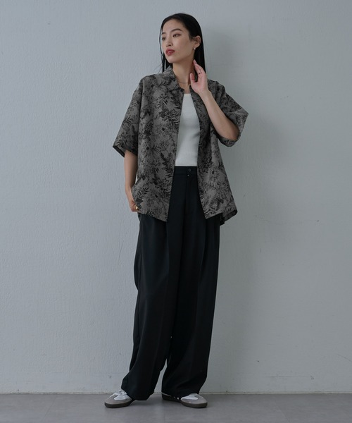 COLONY 2139（コロニートゥーワンスリーナイン）の「アーティフラワーリネンタッチ半袖シャツ（シャツ/ブラウス・メンズ・ブラック/ホワイト・MEDIUM/LARGE）」の10枚目の写真