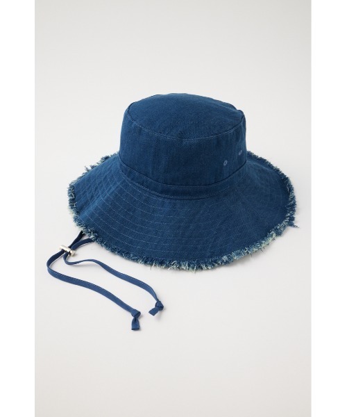 MOUSSY（マウジー）の「DENIM FRINGE SAFARI ハット（ハット・レディース・オフホワイト/ブルー・FREE）」の4枚目の写真
