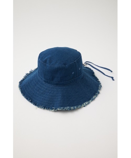 MOUSSY（マウジー）の「DENIM FRINGE SAFARI ハット（ハット・レディース・オフホワイト/ブルー・FREE）」の6枚目の写真