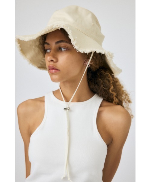 MOUSSY（マウジー）の「DENIM FRINGE SAFARI ハット（ハット・レディース・オフホワイト/ブルー・FREE）」の14枚目の写真
